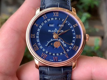 VILLERET 6654 SG COMPLICATED FUNCTION OMF 1:1 BEST EDITION BLUE DIAL ON BLUE LEATHER STRAP A6654 V2 Replica