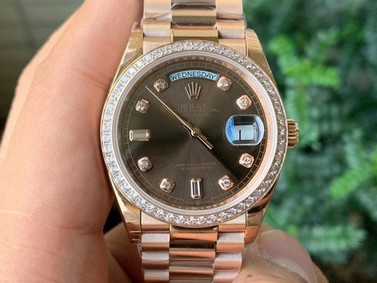 Rolex DayDate 36mm Dia Pres RG/RG Brown Diam EWF 1:1 Best Edition Version Replica