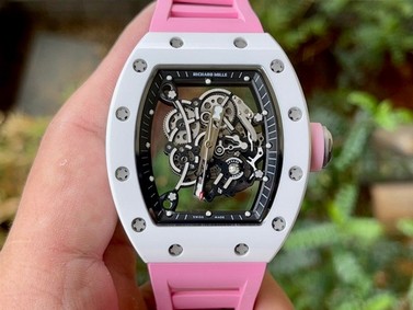 Richard Mille 055 RM 055 White Ceramic on Pink Rubber Strap Replica