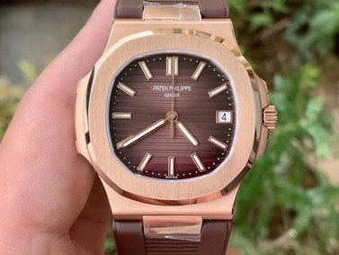 NAUTILUS 5711 RG GRF 1:1 BEST EDITION BROWN TEXTURED DIAL ON BROWN LEATHER STRAP 324CS Replica