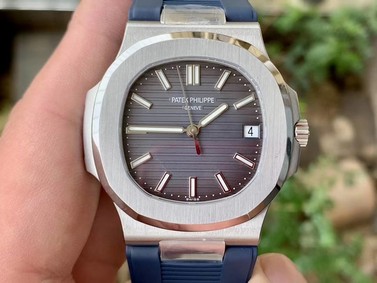 NAUTILUS 5711 RG GRF 1:1 BEST EDITION WHITE TEXTURED DIAL ON BLACK LEATHER STRAP 324CS Replica