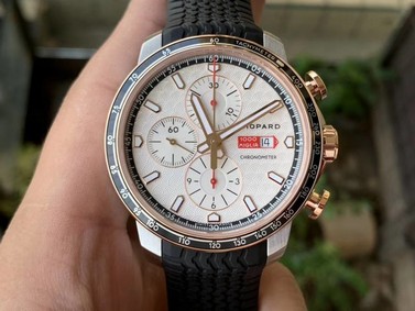 MILLE MIGLIA 168571 SS/RG V7F 1:1 BEST EDITION WHITE DIAL ON BLACK RUBBER STRAP 7750 Replica