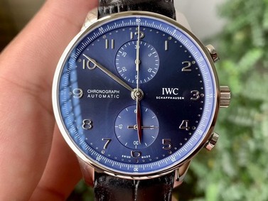 PORTUGUESE CHRONO IW371606 ZF 1:1 BEST EDITION BLUE DIAL ON BLACK LEATHER STRAP A69355 Replica