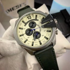 Diesel White Dial Green Strap Chrono Cheif Military Replica