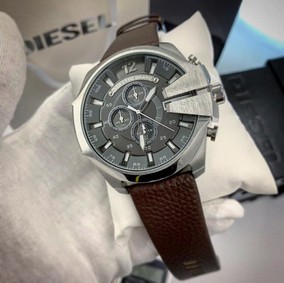 Diesel Chocolate Strap Chrono Cheif Silver Case Replica