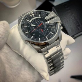 Diesel SS Strap Black Dial Full Silver Replica