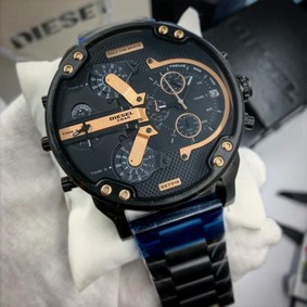 Diesel Full Black Gold Chrono on SS Strap Replica