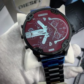 Diesel Full Black White Chrono Glass Chameleon Steel Replica