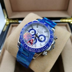 Rolers Datona White Dial Blue Bezel Replica Watch