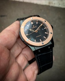 Hublot Big Bang Leather Strap Full Black Case Gold Replica