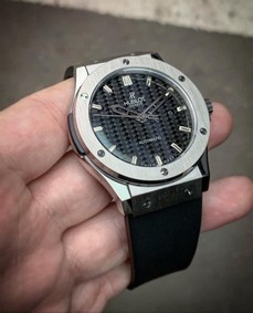 Hublot Big Bang Leather Strap Full Black Silver Case Replica