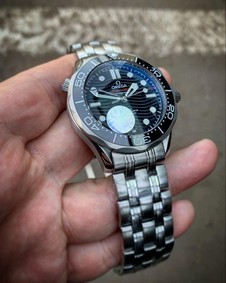 Omega Seamaster Blue Dial SS Black Replica