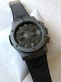 Hublot Full Grey Hight Version Chrono on Grey Leather Strap Mirror Replica