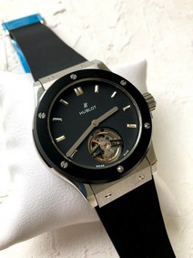 Hublot Tourbion Hight Version black Silver On Rubber Strap Replica