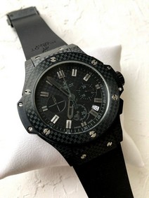 Hublor Black Carbon Chrono on Black Reubber Strap Replica