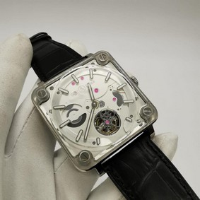 Bell Ross Tourbillon Silver Hight Version on Black Leather Strap Replica