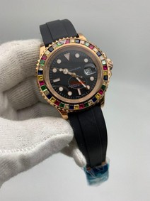 Rolers Diamond Rainbow Rubber Strap Replica