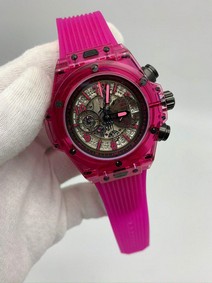 Hublot bang Glass Pink Gold Chrono Rubber Strap Replica