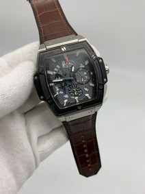 Hublot Spirit Black Chrono Hight Version on Brown Leather Strap Replica