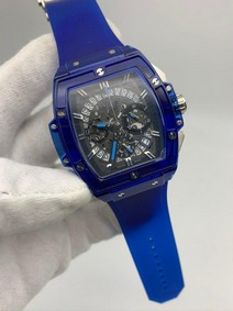 Hublot Spirit Bang silver Blue Glass Rubber Strap Replica