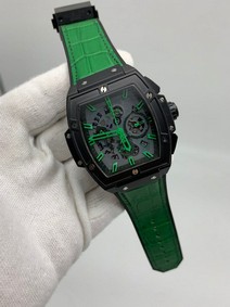 Hublot Spirit Black Green Chrono Hight Version on Green Leather Strap Replica
