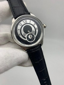 Montblanc Classic Black Dial Black Lither Strap Duble Chrono Replica