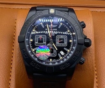 Breitling Chronomat Black Chrono High Version on Black Leather Strap Replica