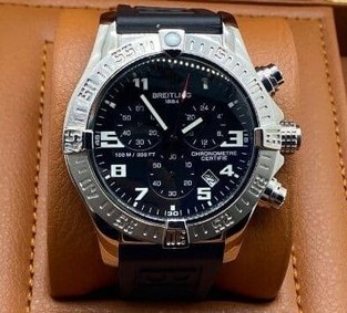 Breitling Avenger Black Chrono High Version on Black Leather Strap Replica