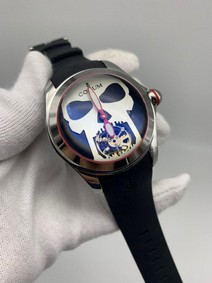 Corum Babble Skull Black Solid Dial on Black Lither Strap Replica