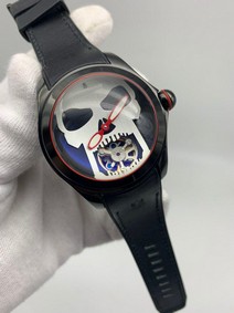 Corum Babble Skull Black Dial on Black Lither Srap Replica
