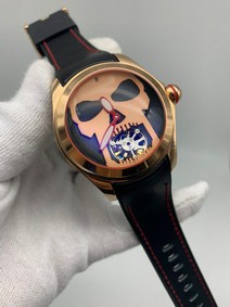 Corum Babble Gold Skull Black Leather Strap Replica