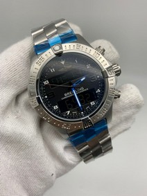 Breitling Silver Black Chrono High Version on SS Strap Replica
