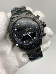 Breitling Full Black Chrono High Version on Black SS Strap Replica