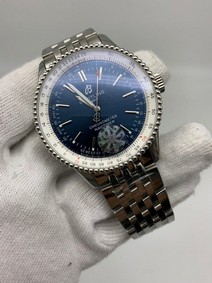 Breitling Navitimer Blue Chrono High Version on Black SS Strap Mirror Replica
