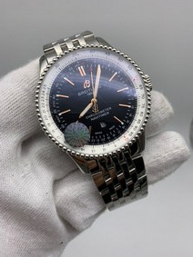 Breitling Navitimer Black Chrono High Version on SS Strap Replica