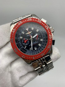 Breitling Navitimer Black Red Chrono High Version on SS Strap Replica