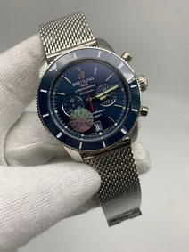 Breitling Super Ochean Blue Chrono High Version on Milan SS Strap Replica