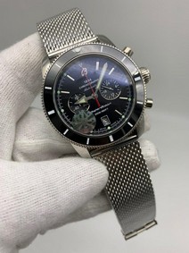 Breitling Super Ochean Black Chrono High Version on Milan SS Strap Replica Watch