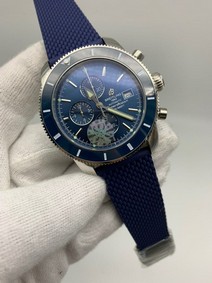 Breitling Super Ochean Blue Chrono High Version on Blue Rubber Strap Replica