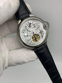 Car Santo Classic Tuorbion Skeleton on Black Lither Strap Replica