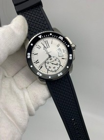 Cartier Classic Rome White Dial on Black Rubber Strap Replica