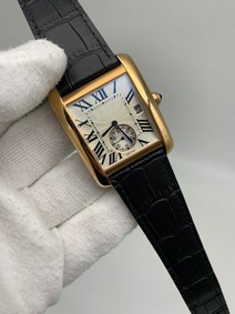 Cartier Santo Classic Gold Case White Dial Crono Mirror Replica