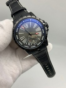Roger Dubuis Excalibur Grey Dial Rome Numbers On Black Leather Strap Replica