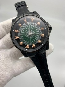 Roger Dubuis Black Dial On Black Leather Strap High Version Replica