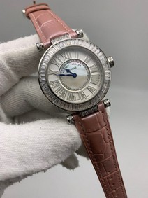 Frankc Muller Diamond Pink White Dial on Pink Leather Strap Replica