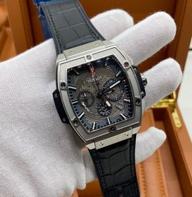 Hublot Spirit Black Grey Chrono Hight Version on Black Leather Strap Replica Watch