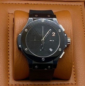 Hublot Full Black Chrono Hight Version on Black Rubber Strap Replica
