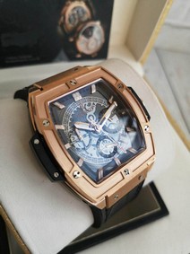 Hublot Spirit Gold Case Black Leather Strap Replica