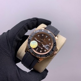 Rolers Chocolate Data on Black Rubber Strap Replica