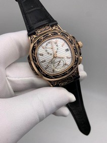 Patek Philippe Nautilus Engraved White Dial Duble Chrono Replica